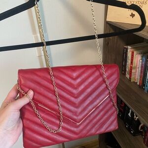 Elegant Red Quilted Chain Shoulder Bag